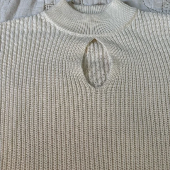 VENUS Cream Cowl Neck Sweater with Textured Sleeves - Picture 11 of 14